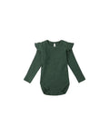 Green Shoulder Ruffle Bodysuit
