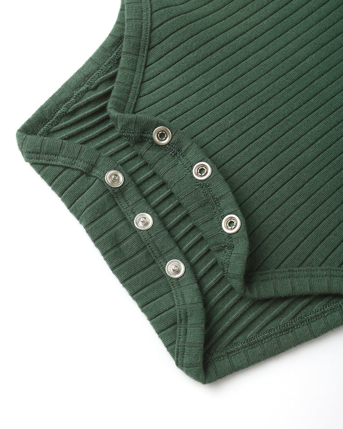 Green Shoulder Ruffle Bodysuit