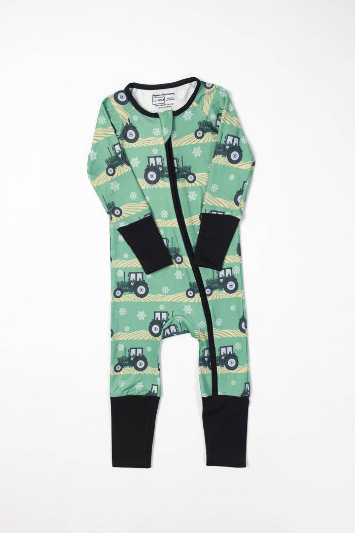 Green Tractor Christmas Baby Zippy
