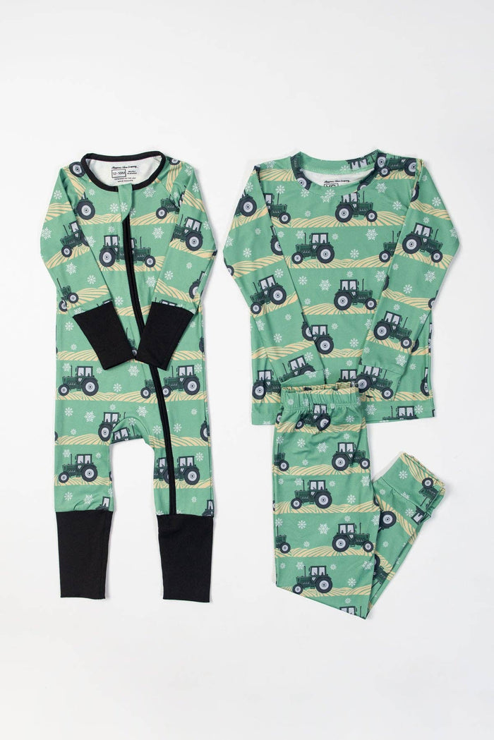 Green Tractor Christmas Baby Zippy