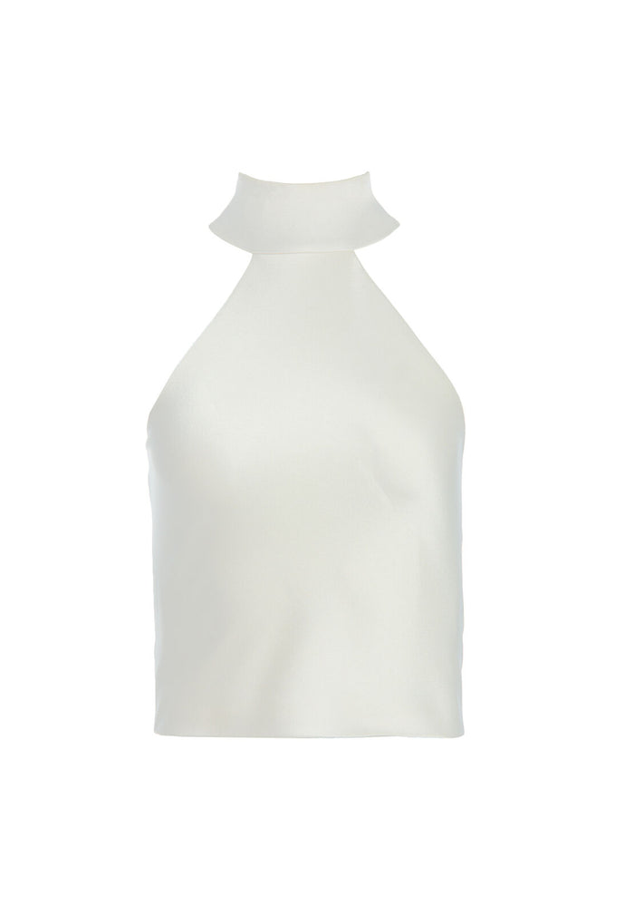 HALINA HIGH NK CROP TOP - OFF WHITE
