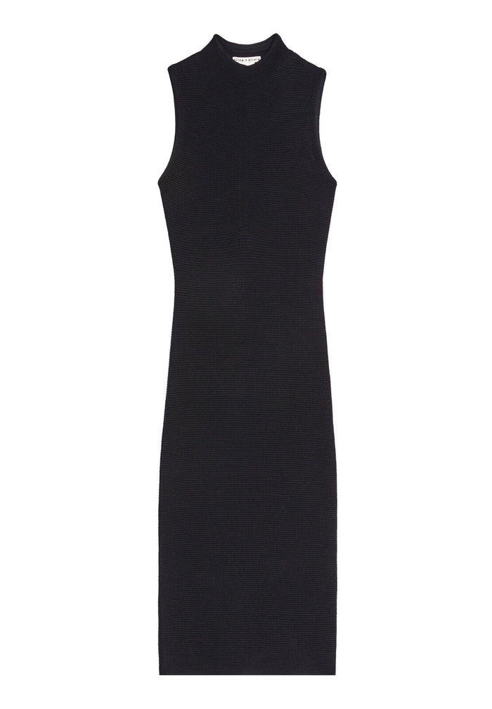 HANA BK ZIP MOCK NK SLVLSS DRS - BLACK