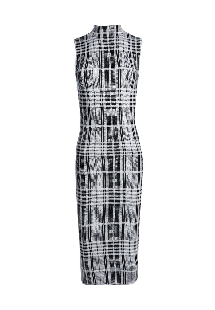 HANA BK ZIP MOCK NK SLVLSS DRS - BLACK/WHITE