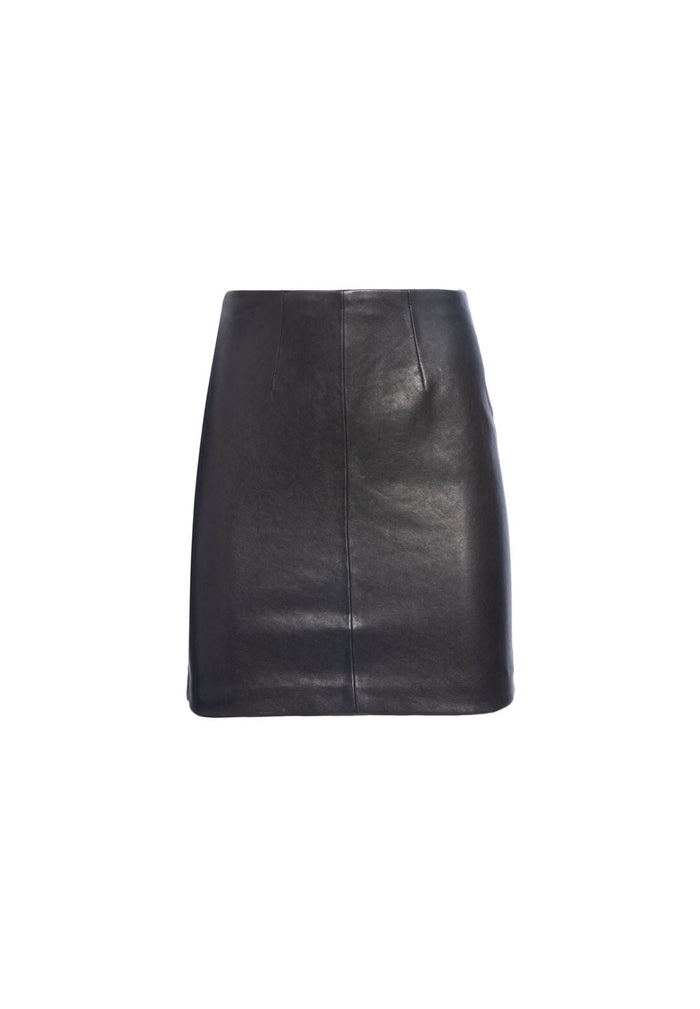 HANNON LEATHER SIDE ZIP MINI SKIRT - BLACK