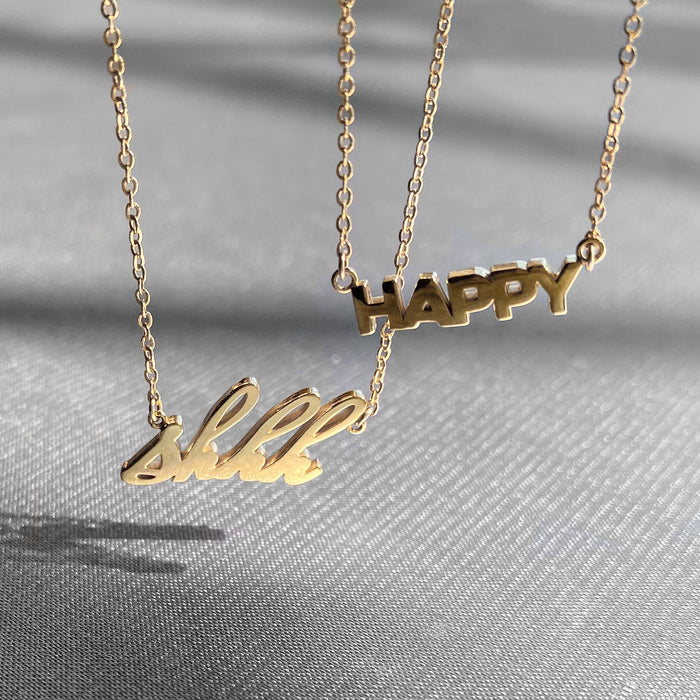 Happy Script Necklace