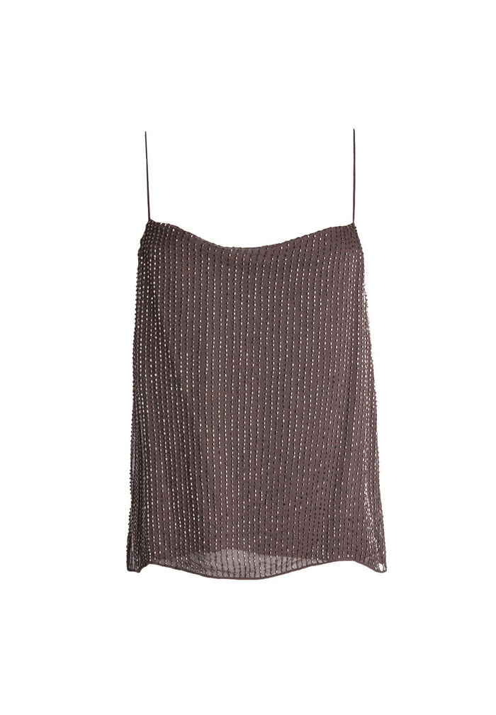 HARMON EMBELL DRAPEY SLIP TANK - ANTIQUE SILVER