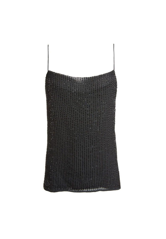 HARMON EMBELL DRAPEY SLIP TANK - BLACK