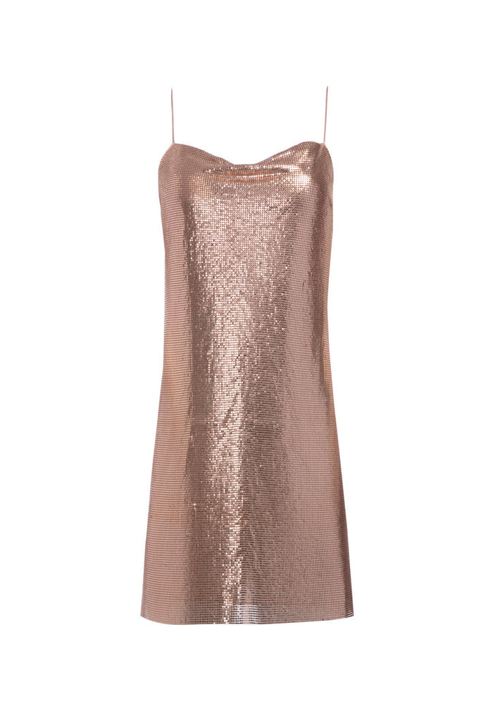 HARMONY CHAINMAIL MINI SLIP DRESS - ROSE GOLD