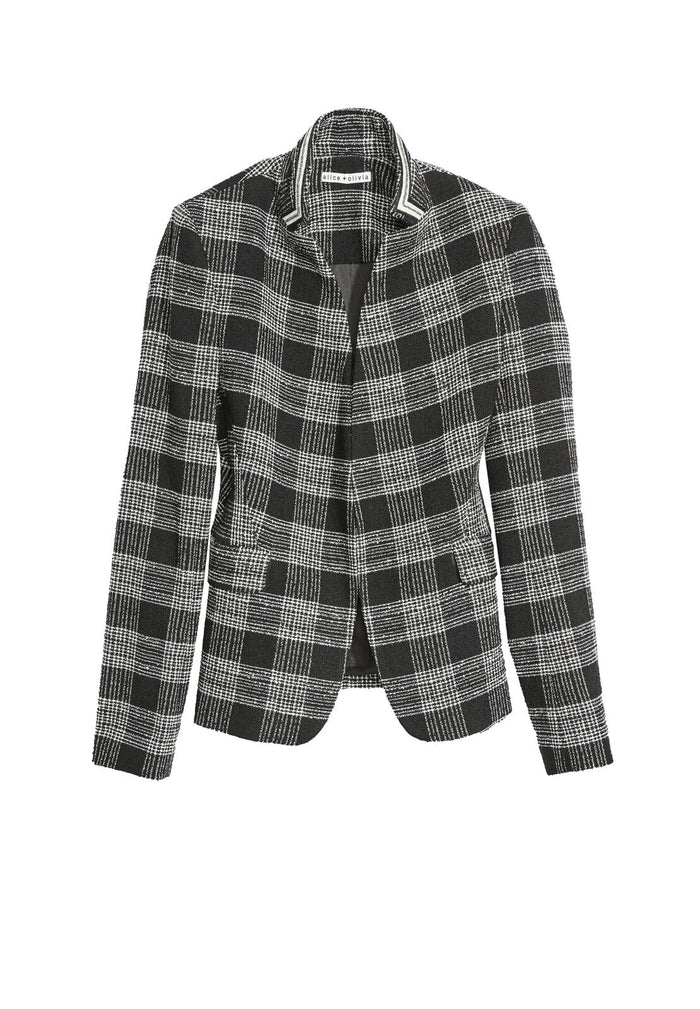 HARRIS EMBR INVRTD CLLR BLZR - BLACK/WHITE
