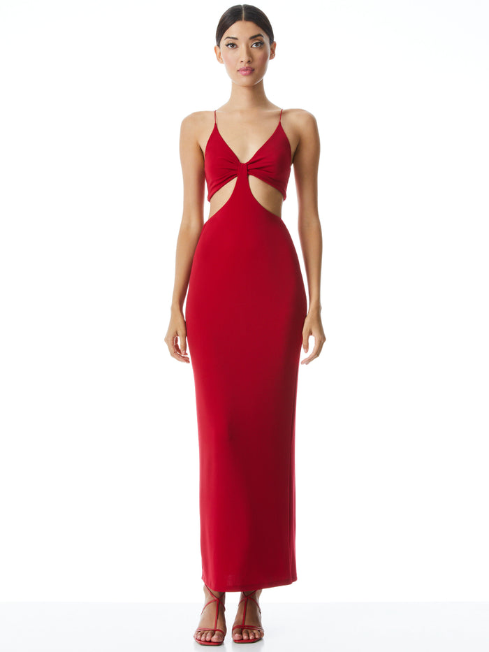 HAVANA CUT OUT MAXI DRESS  - DEEP RUBY