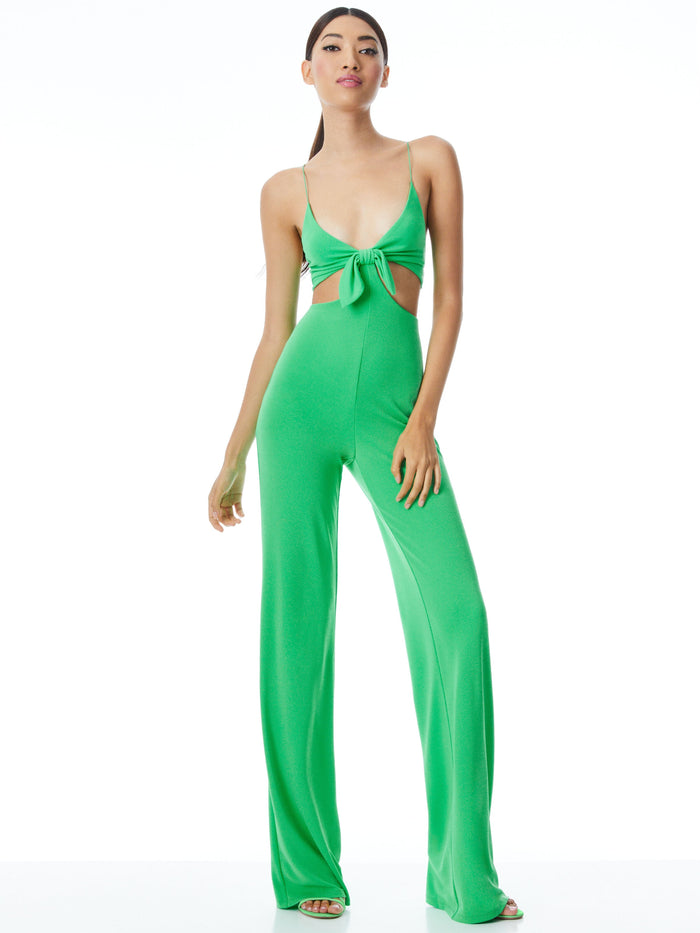 HAVANA FRONT TIE JUMPSUIT - GARDEN GREEN