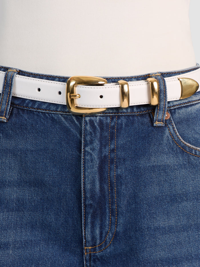 HAYDEN BUCKLE BELT - OFF WHITE/GOLD