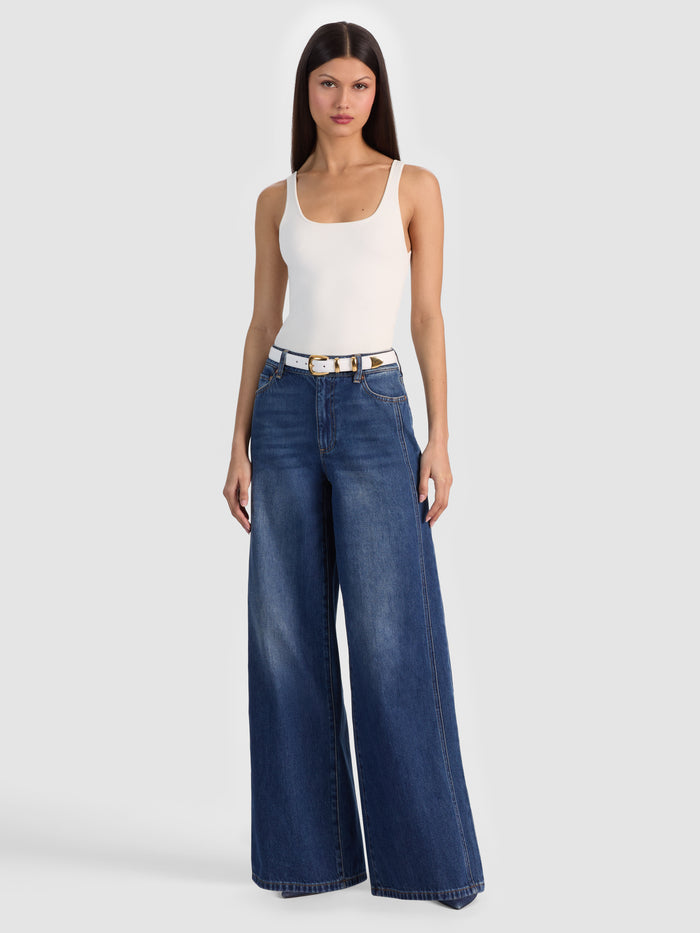 HAYDEN BUCKLE BELT - OFF WHITE/GOLD