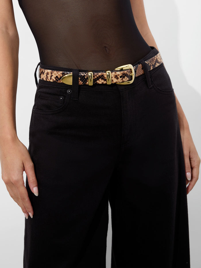 HAYDEN BUCKLE BELT - CAMEL/BLACK
