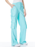 HAYES VEGAN LEATHER WIDE LEG PANT - AQUA BLUE