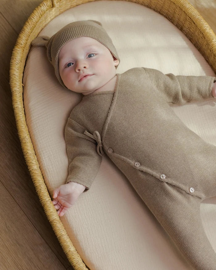 Heathered Mocha Wrap Knit Footie