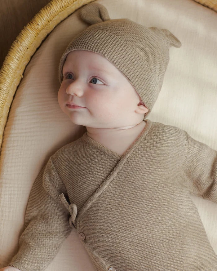 Heathered Mocha Wrap Knit Footie