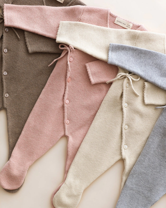 Heathered Mocha Wrap Knit Footie