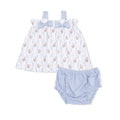 Heirloom Rose Stripe Top with Bows & Ruffle Bloomer