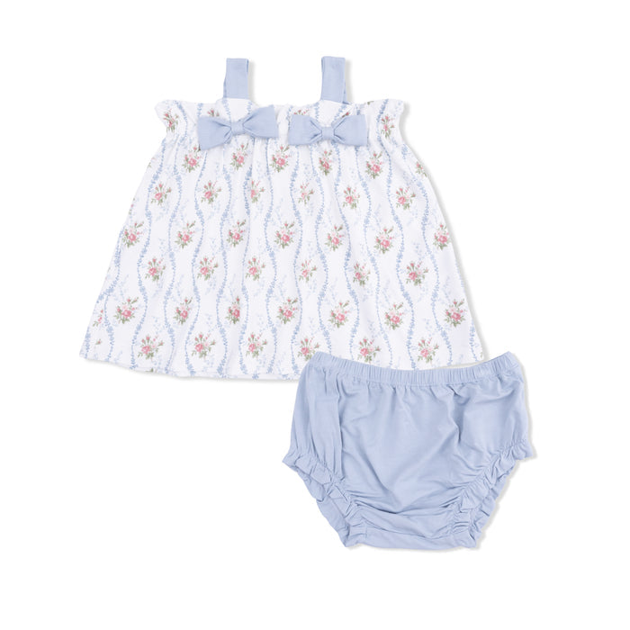 Heirloom Rose Stripe Top with Bows & Ruffle Bloomer