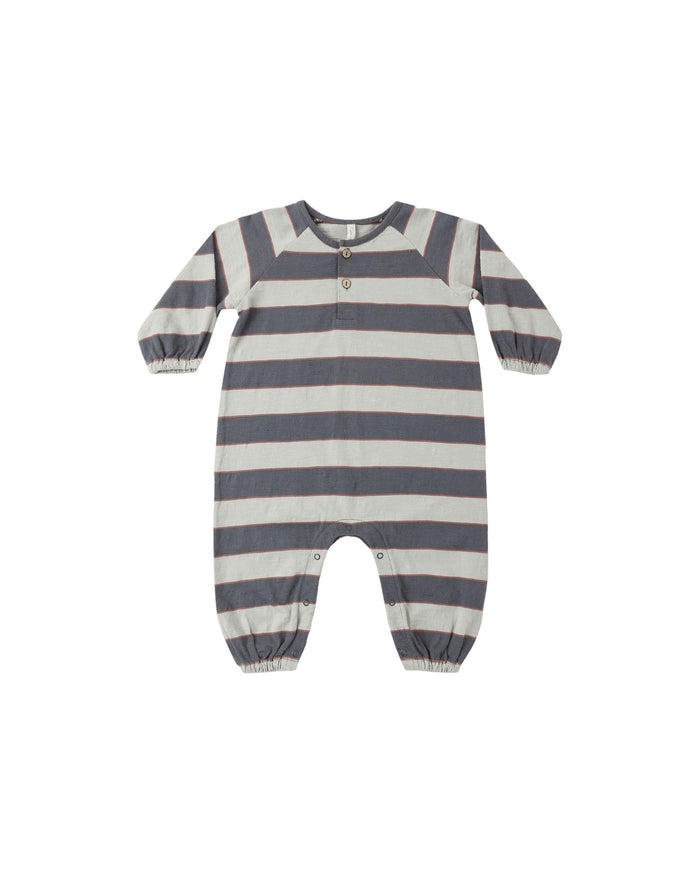 Henley Jumpsuit- Sage Stripe