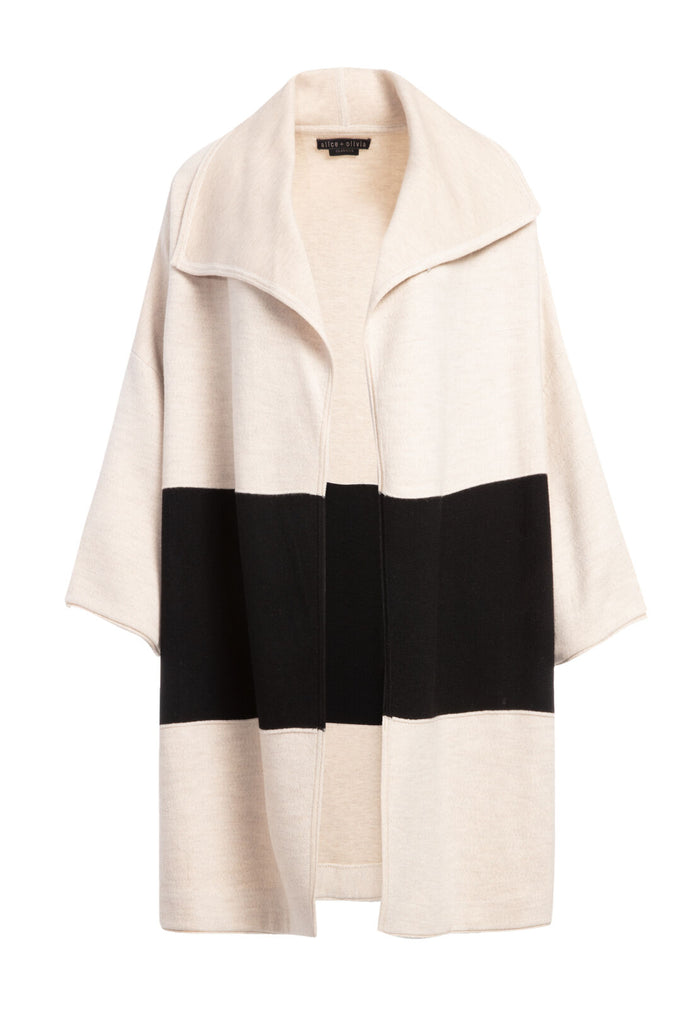 HESTER SWEATER COAT - STONE/BLACK