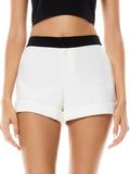 HETTIE CUFFED SHORT - OFF WHITE/BLACK