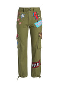 HIGH WAISTED PATCHWORK CARGO PANT - ARMY/MULTI