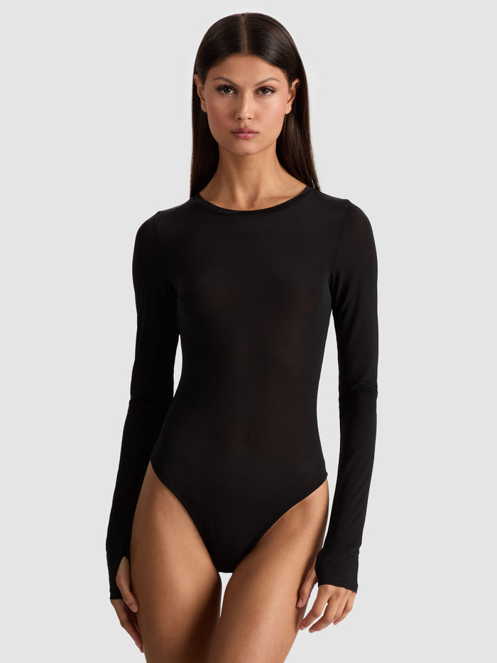 HOTTIE LONG SLEEVE BODYSUIT - BLACK