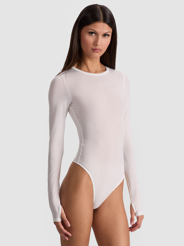 HOTTIE LONG SLEEVE BODYSUIT - OFF WHITE