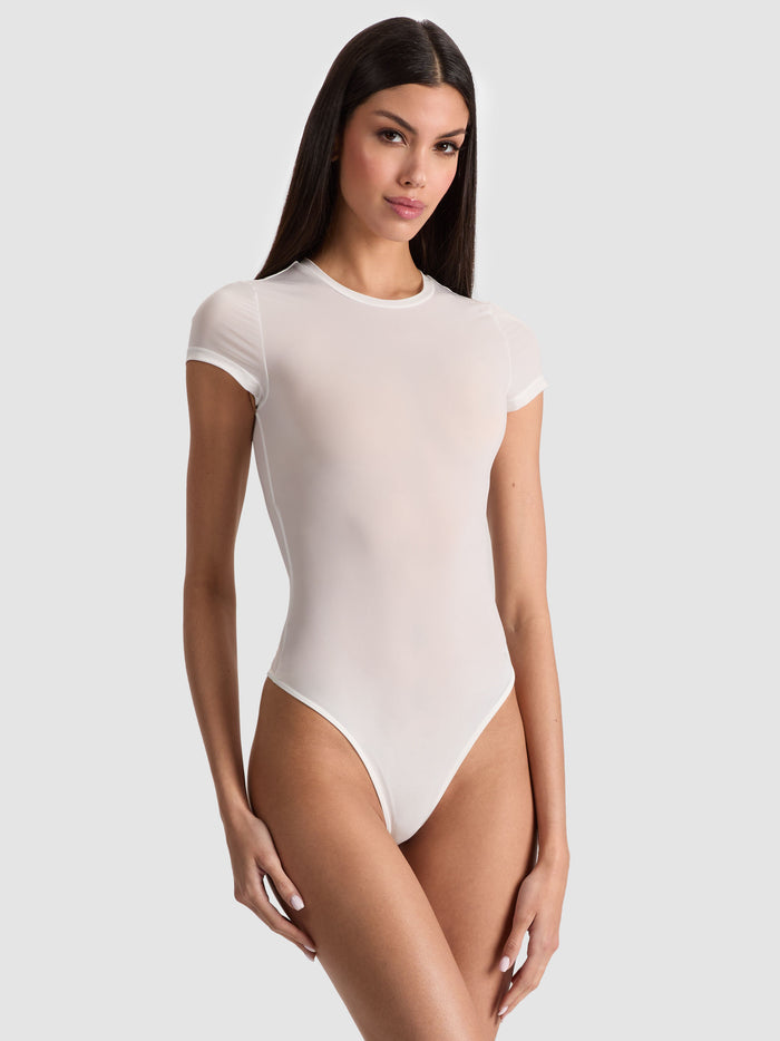 HOTTIE SHORT SLEEVE BODYSUIT - OFF WHITE