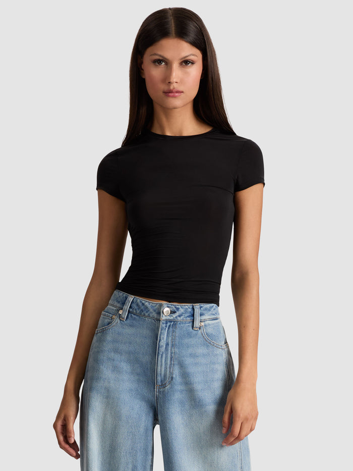 HOTTIE SHRUNKEN BABY TEE - BLACK