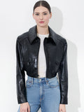 HYDE CROPPED VEGAN JACKET - BLACK