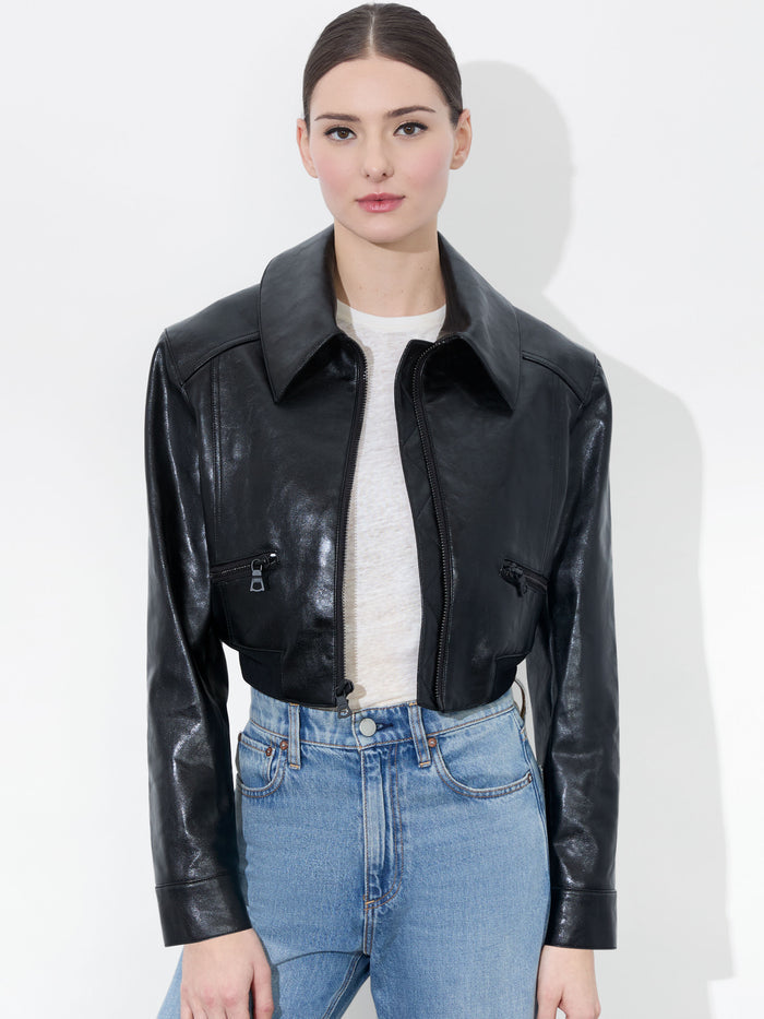 HYDE CROPPED VEGAN JACKET - BLACK