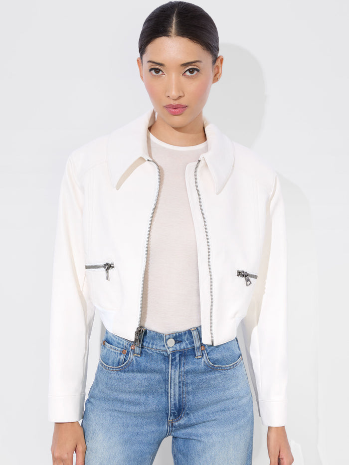 HYDE CROPPED VEGAN JACKET - OFF WHITE