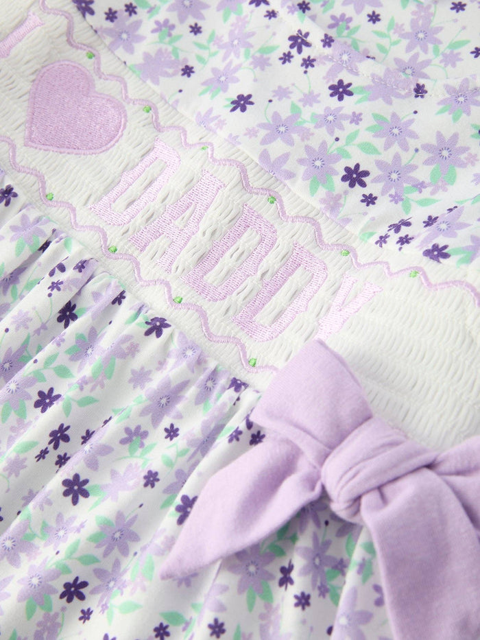 “I ❤ DADDY” Smocked Bow Ruffle Dress