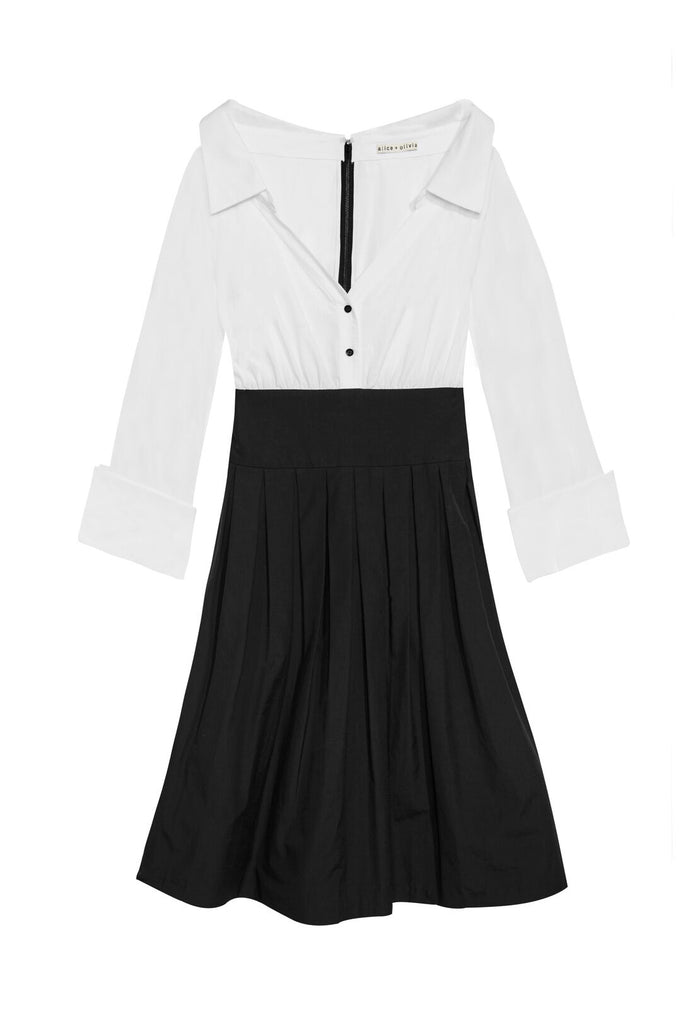 ILIANA MIDI PARTY DRESS - WHITE/BLACK