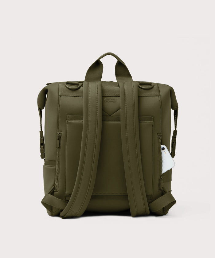 Dagne Dover Large Indi Diaper Backpack in dark moss seen from the back
