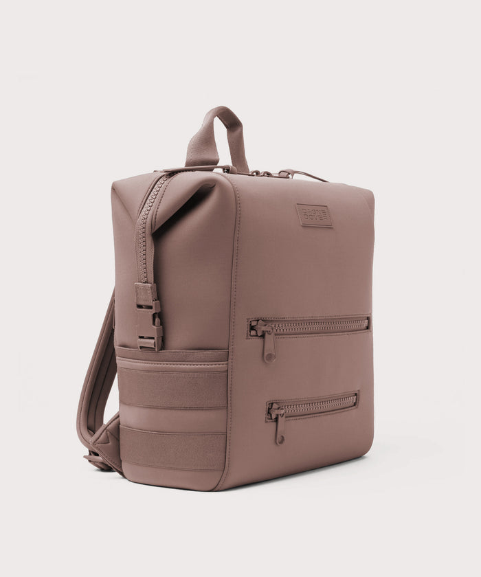 Dagne Dover Large Indi Diaper Backpack in pink seen from an angle.