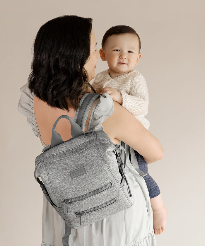 Indi Diaper Backpack in Heather Grey, Small