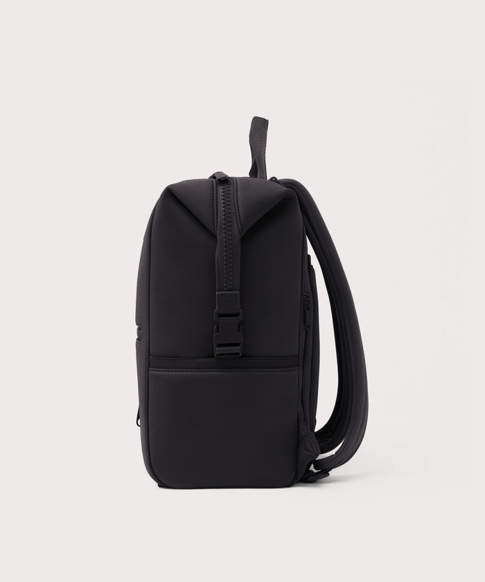 Dagne Dover Large Indi Diaper Backpack in onyx seen from the side.