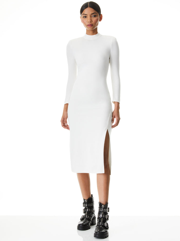 INKA OPEN BACK MIDI DRESS - OFF WHITE/BLACK