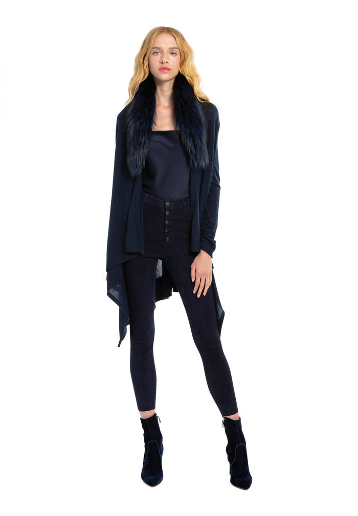 IZZY CASCADE W/FUR COLLAR - NAVY