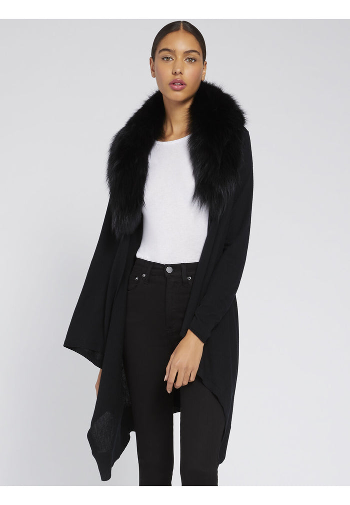 IZZY CASCADE W/FUR COLLAR - BLACK