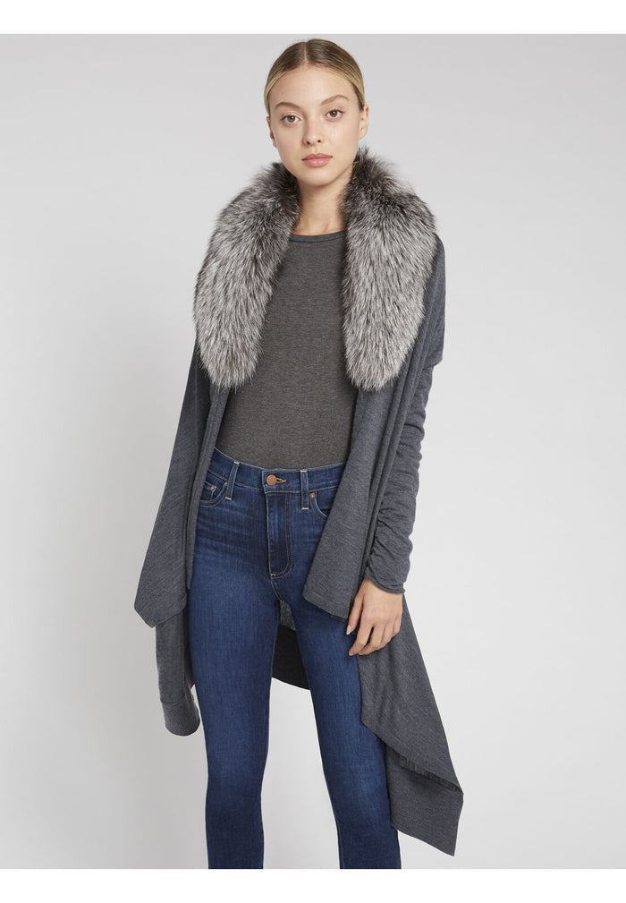 IZZY CASCADE W/FUR COLLAR - CHARCOAL