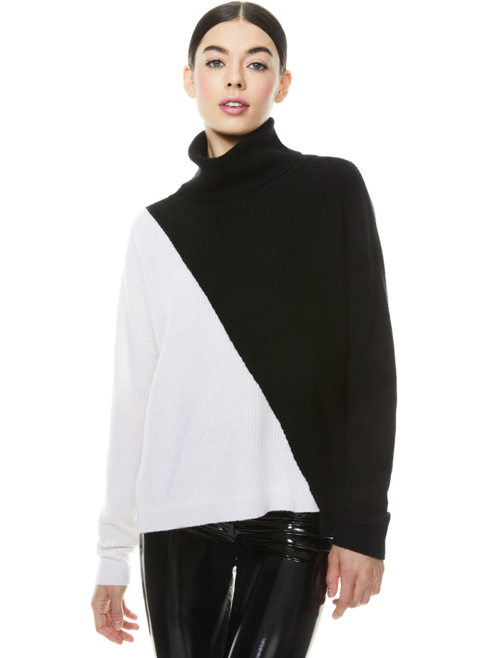 JACOB COLORBLOCK TURTLENECK - BLACK/SOFT WHITE