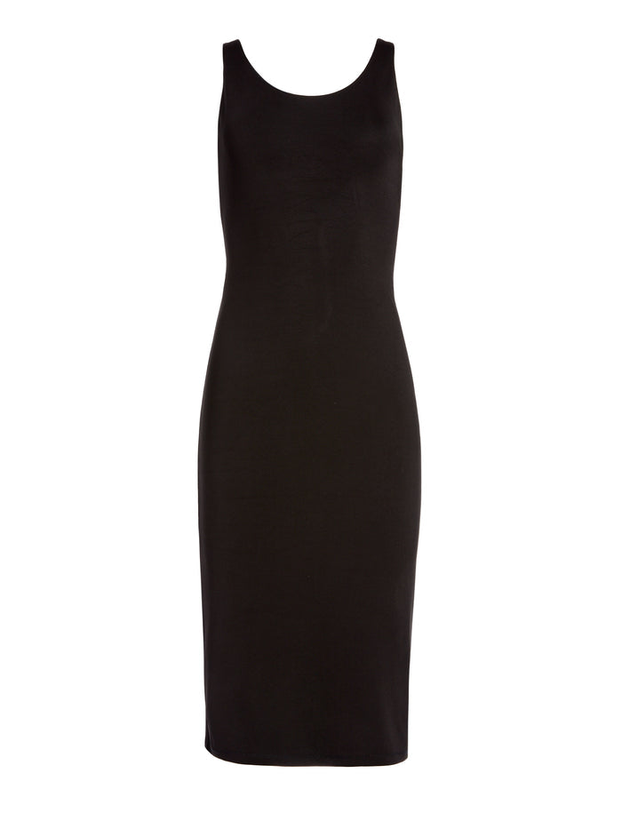 JAMES FITTED SCOOP NECK DRESS - BLACK