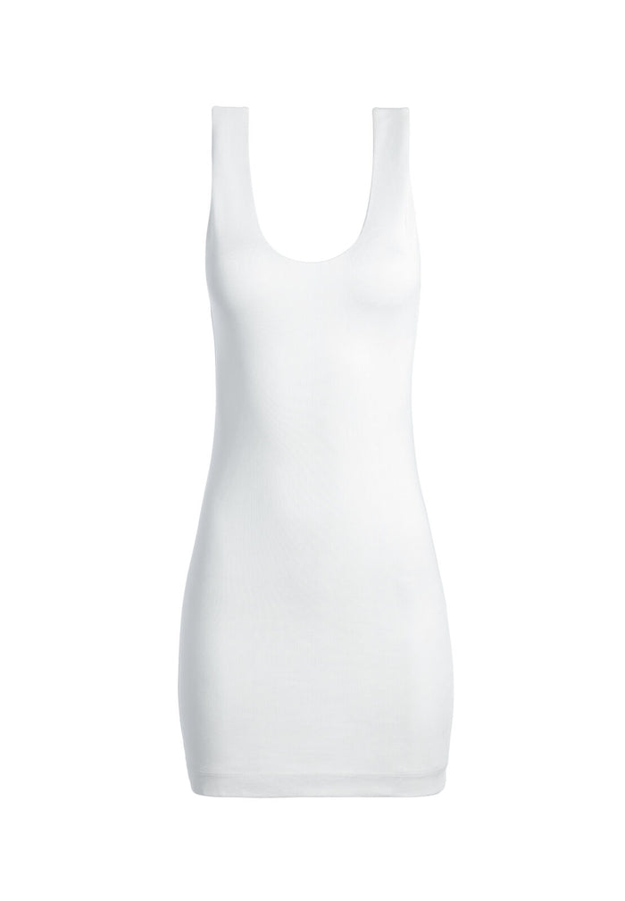 JAMES FITTED SCOOP NECK DRESS - OFF WHITE