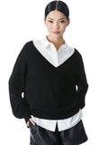 JANINA COLLARED SWEATER - BLACK/WHITE