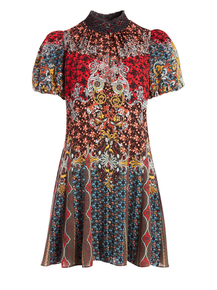 JANIS PUFF SLEEVE PAISLEY MINI DRESS - ALWAYS FOREVER MULTI